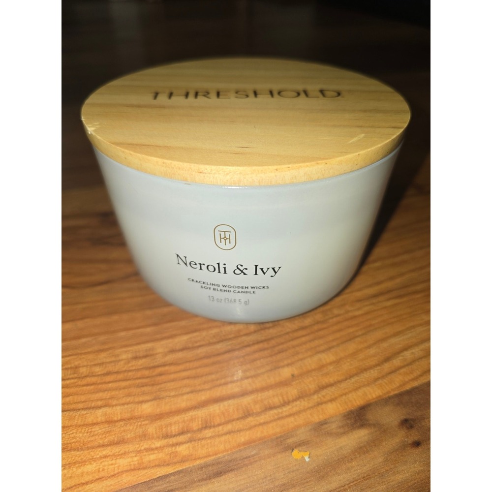 Threshold 13oz Neroli + Ivy Candle Ceramic Jar 3 Crackling Wood Wicks White